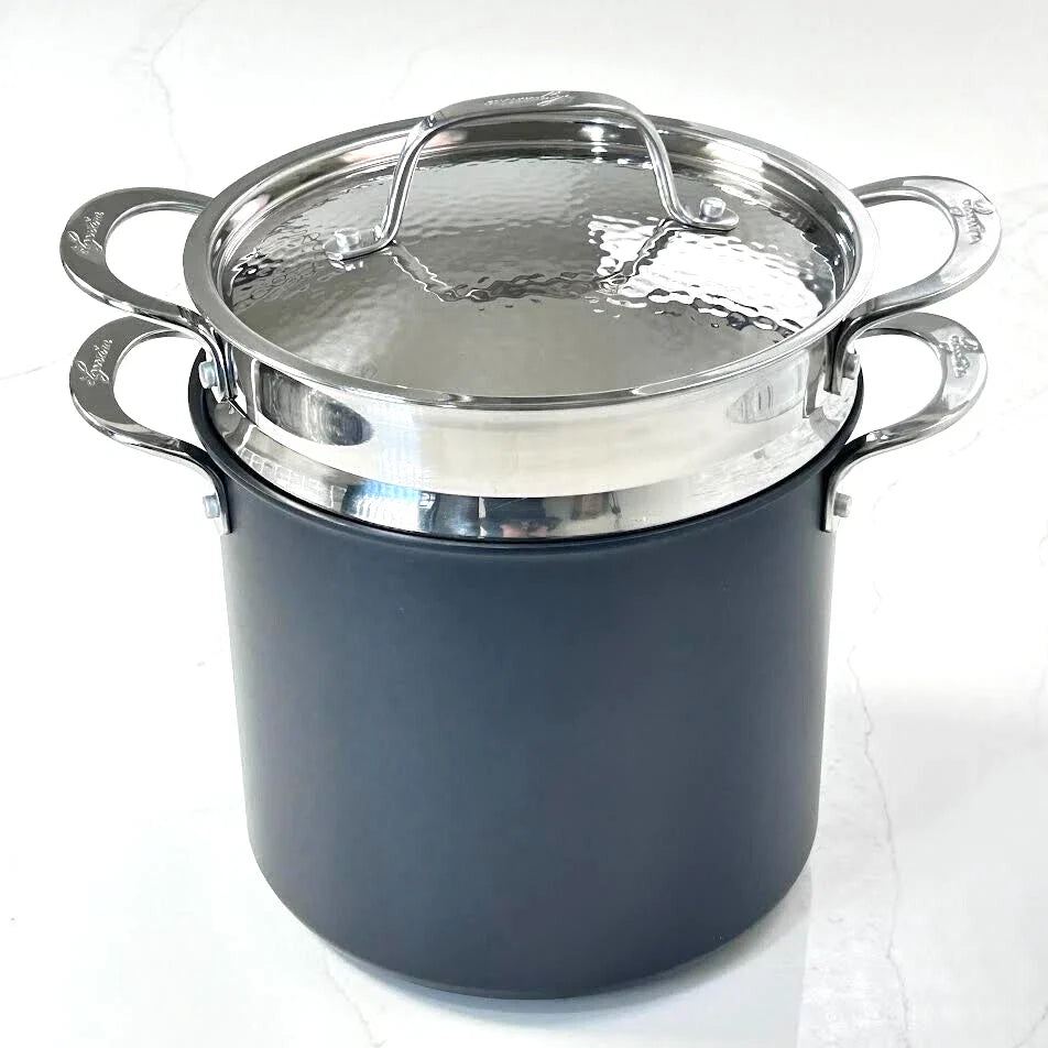 New Lagostina Nera Hard Anodized Nonstick 8-qt Pasta Pentola with Lid